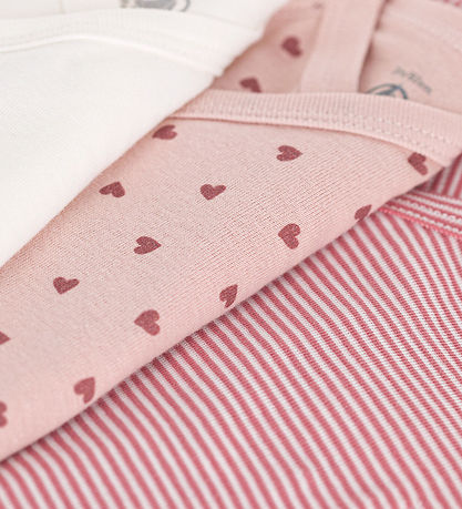 Petit Bateau Slå om Body l/æ - 3-pak - Rosa/Rød/Hvid