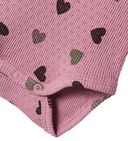 Name It Body l/æ - Rib - NbfNitte - Mauve Orchid m. Hjerter