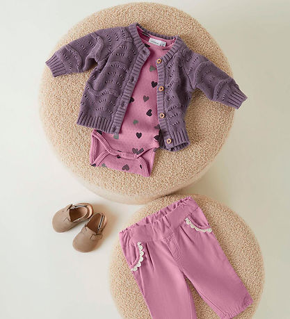 Name It Body l/æ - Rib - NbfNitte - Mauve Orchid m. Hjerter