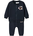 Name It Sweatsæt - NbfVrillie - Dark Sapphire m. Blomster
