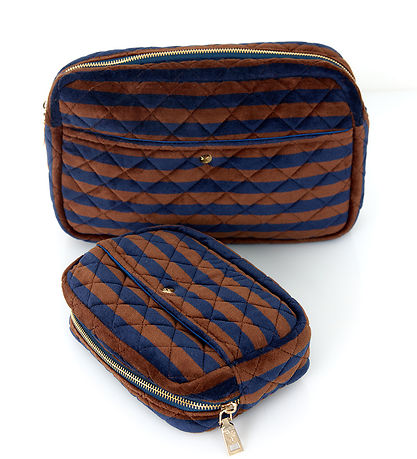 Fan Palm Toilettaske - Medium - Quiltet - Blues & Stripes