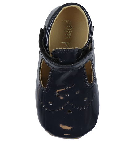 Pom Pom Ballerina Hjemmesko - T-Bar - Navy Patent