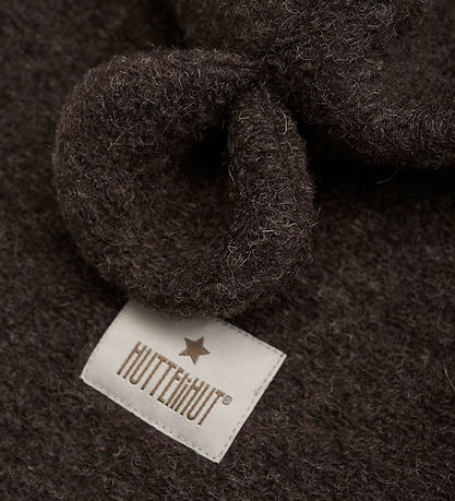 Huttelihut Elefanthue - Uld - 2-lags - Dark Brown Melange m. Øre