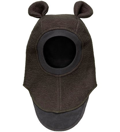 Huttelihut Elefanthue - Uld - 2-lags - Dark Brown Melange m. Øre