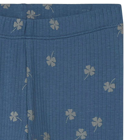 Name It Leggings - Rib - NmmNoellus - Vintage Indigo m. Kløver