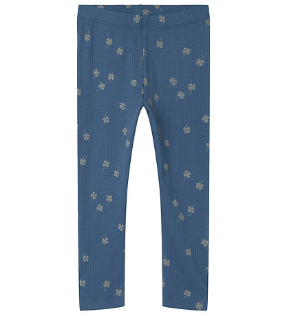 Name It Leggings - Rib - NmmNoellus - Vintage Indigo m. Kløver