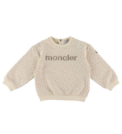 Moncler Sweatshirt/Leggings - Open White/Beige m. Leopardprint