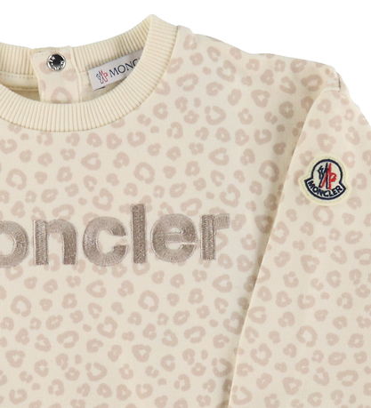Moncler Sweatshirt/Leggings - Open White/Beige m. Leopardprint