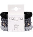 Kknekki Hårelastikker - 4-pak - Velour - Grå/Sort