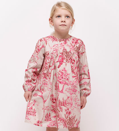Christina Rohde Kjole - Beige m. Pink Print