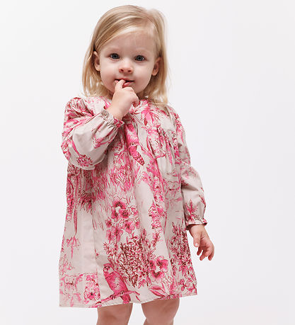 Christina Rohde Kjole - Beige m. Pink Print