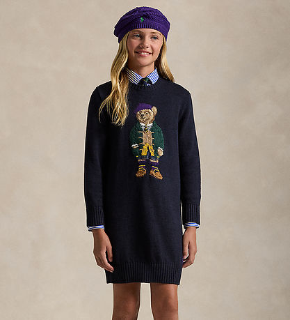 Polo Ralph Lauren Kjole - Strik - Navy m. Bamse