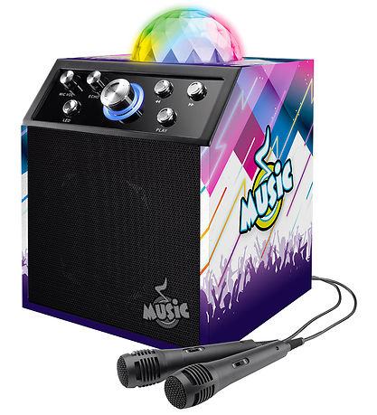 Music Karaokesæt - Disco Speaker m. Mikrofoner og Diskokugle