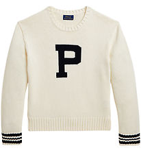 Polo Ralph Lauren Bluse - Strik - Hvid m. Sort
