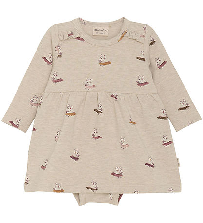 Minymo Kjolebody l/æ - Sweat - Beige Melange