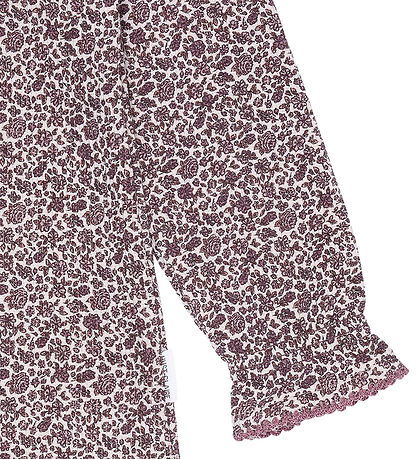 Hust and Claire Bluse - Vaflet - Ariella - Gray Lilac m. Blomste