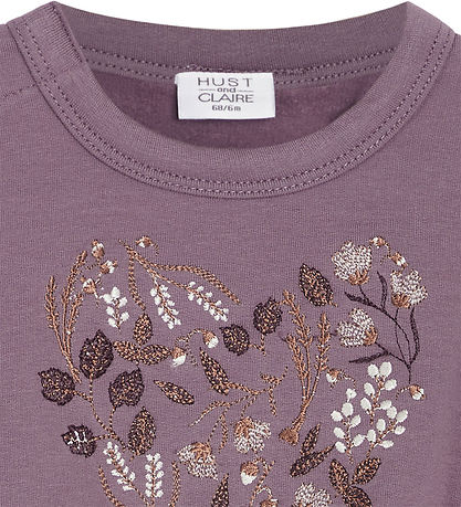 Hust and Claire Sweatshirt - Sara - Dark Plum m. Blomster