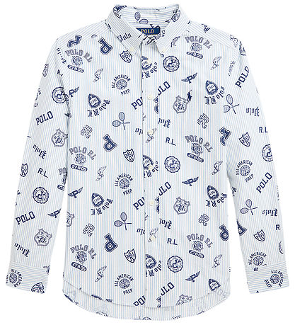 Polo Ralph Lauren Skjorte - Hvid/Lyseblåstribet m. Navy