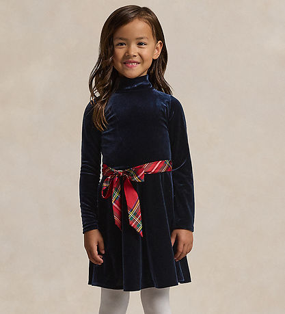 Polo Ralph Lauren Velourkjole - Navy m. Rød