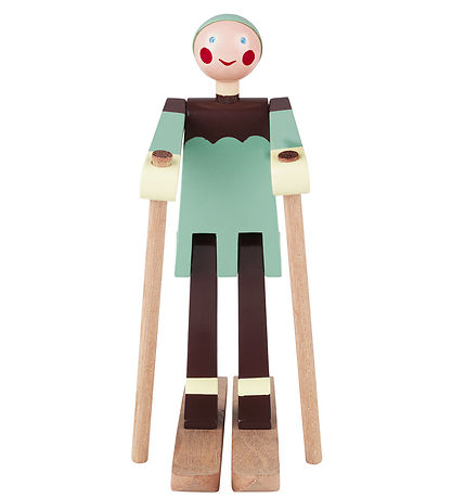 Kay Bojesen Træfigur - Skiløber Boje - Dreng 16 cm - Grøn