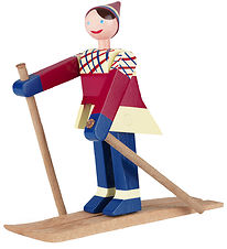 Kay Bojesen Træfigur - Skiløber Datti - Pige 15,5 cm - Blå/Multi