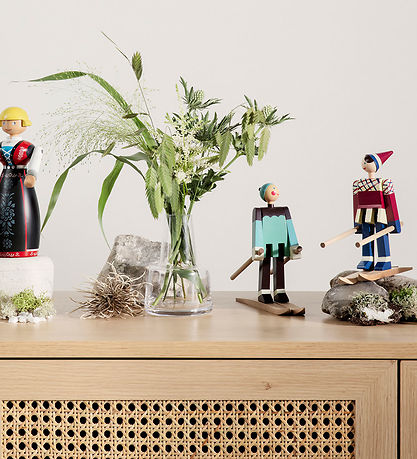 Kay Bojesen Træfigur - Skiløber Datti - Pige 15,5 cm - Blå/Multi
