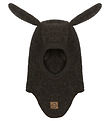 Mikk-Line Elefanthue m. Øre - Uld - 1-Lags - Dark Brown Melange