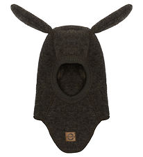 Mikk-Line Elefanthue m. Øre - Uld - 1-Lags - Dark Brown Melange