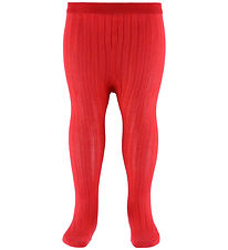 MP Strømpebukser - Uld - Rib - Tomato