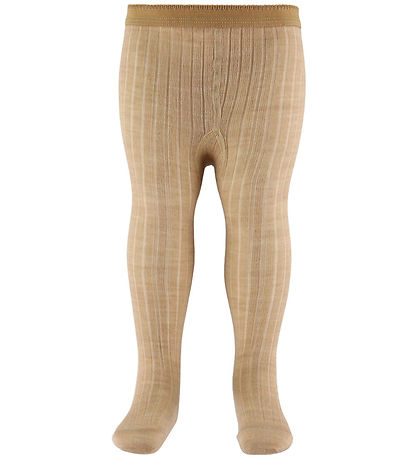 MP Strømpebukser - Uld - Rib - Camel Melange