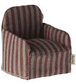 Maileg Miniature Lænestol - Mus - Rød/Stripe