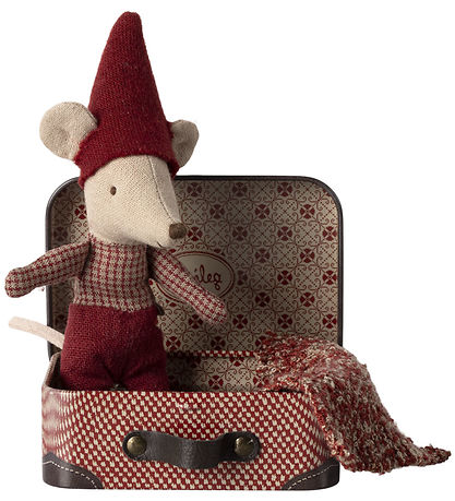 Maileg Julemus - Baby i Kuffert - 11 cm - Rød