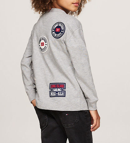 Tommy Hilfiger Bluse - Flags Patches - Light Grey Heather