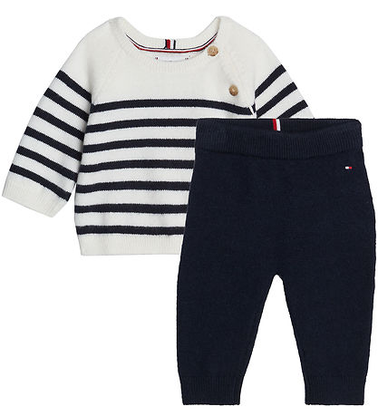 Tommy Hilfiger Sæt - Bluse/Bukser - Strik -  Desert Sky/Stripe