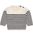Copenhagen Colors Bluse - Uld - Strik - Cream/Navy Stripe