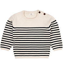 Copenhagen Colors Bluse - Uld - Strik - Cream/Navy Stripe