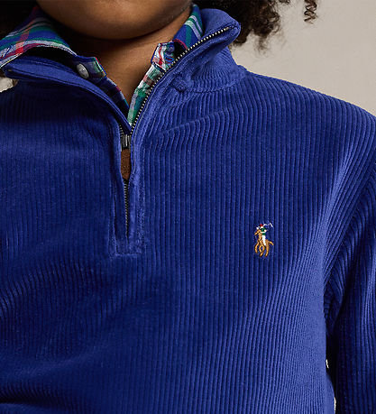 Polo Ralph Lauren Bluse m. Lynlås - Fløjl - Blå