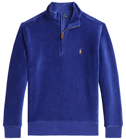 Polo Ralph Lauren Bluse m. Lynlås - Fløjl - Blå