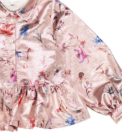 Christina Rohde Skjorte - Rosa Glitter m. Blomster