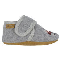 En Fant Slippers - Wool - Grey Melange w. Mushrooms