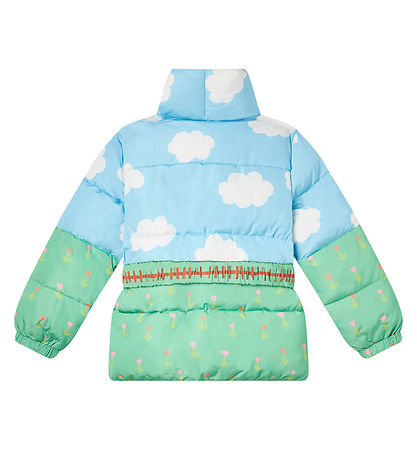 Stella McCartney Kids Dynejakke - Blå/Grøn m. Skyer