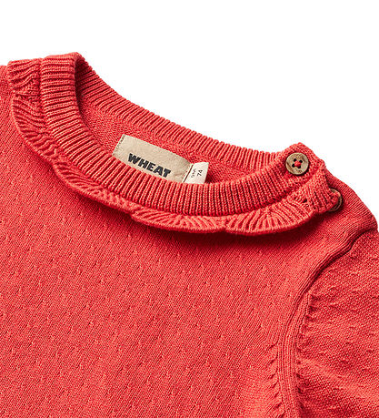 Wheat Kjole - Strik - Nannie - Candy Red m. Struktur