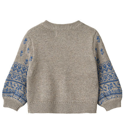 Wheat Cardigan - Strik - Jacquard - Warm Grey Melange