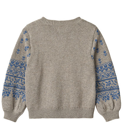 Wheat Cardigan - Strik - Jacquard - Vikki - Warm Grey Melange