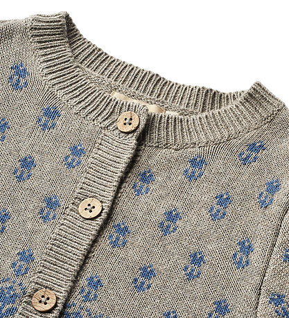 Wheat Cardigan - Strik - Jacquard - Vikki - Warm Grey Melange