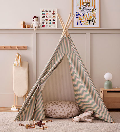 Kids Concept Legetelt - Tipi Stripe - Blå/Hvid