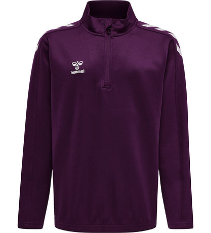 Hummel Sweatshirt - hmlCore XK Half Zip Poly - Acai/Hvid
