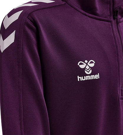 Hummel Sweatshirt - hmlCore XK Half Zip Poly - Acai/Hvid
