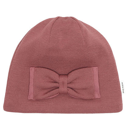 Mikk-Line Hue m. Sløjfe - Uld/Akryl - 2-lags - Rose Brown