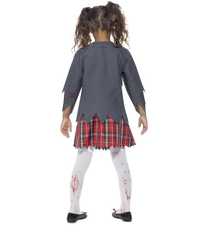 Smiffys Udklædning - Zombie School Girl - Grå/Hvid/Rød